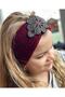 Trend Fashion Luxury Women's Children's Braid Knitted Staple Stone Brooch with Logo Bandana Hair Band Earmuff Cherry Burgundy - 3