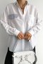 Women's White Pocket Flap Striped Single Pocket Oversize Wide Cut Cotton Shirt (Buy 1 Size Small) - 2