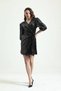 Padded Velvet Front Tie Double Breasted Gold Sequin Detailed Mini Dress Black - 6
