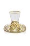 Meltem Gold 12 Piece Tea Cup Set for 6 People - Gold Gilded Glass Presentation