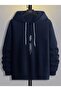 Unisex Chest Vertical Printed Oversize Hooded Sweatshirt - 2