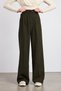 Khaki Stash Fabric Pleated Palazzo Trousers - 6