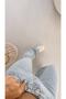 Arya Spanish Spaghetti Jeans Colorfast Blue Snow Wash Spanish Jeans High Waist Jeans - 5