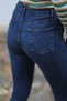 Tina Blue Moustache Colorfast Women's Lycra High Waist Non-Fading Gathering Effect Skinny Leg Jeans - 4