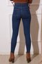 Tina Dark Blue Colorfast Women's Lycra High Waist Non-fading Gathering Effect Skinny Leg Jeans - 4