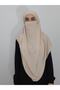 Souffle Ready Tied Large Scarf Suitable for Hijap Hajj Umrah Sandy Fabric Skin Color - 3