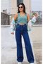 Veronika S.o.l.m.a.z Blue Lycra Super High Waist Loose Jeans Palazzo Trousers