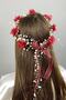 Special Design Bridesmaid Crown Burgundy Laser Rose Pearl Outer Shooting Crown – Headband, Stylish Design – Hair Ban - 6