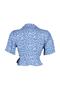 Mavi Bağlama Detaylı Çiçek Desenli Crop Dokuma Bluz TWOSS23BZ00226 - 8