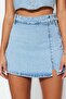 Açık Mavi Yırtmaçlı Denim Şort Etek TWOSS23SR00091 - 9