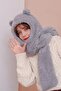 Hooded Plush Beanie Scarf Women's Welsoft Fleece Kaşkol Neck Collar Shawl Windproof Hat with Ears - 2