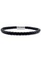 Black Cross Braid Leather Metal Clip Men's Bracelet M041g