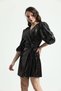 Padded Velvet Front Tie Double Breasted Gold Sequin Detailed Mini Dress Black - 2