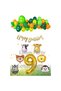 9 Year Old Safari Themed Birthday Set (6 Animal Head Foil Balloon Happy Banner - Number Foil Balloon)
