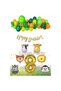 8 Year Old Safari Themed Birthday Set (6 Animal Head Foil Balloon Happy Banner - Number Foil Balloon)