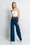 Women's High Waist Wide Leg Palazzo Jeans with Scarf - 2