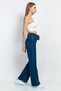 Women's High Waist Wide Leg Palazzo Jeans with Scarf - 3