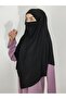 Souffle Ready Tied Large Scarf Suitable for Hijap Hajj Umrah Sandy Fabric Black Color - 2