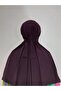 Souffle Ready Tied Peceli Large Scarf Hıjap Plum Suitable for Hajj and Umrah - 6
