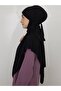Souffle Ready Tied Peceli Large Scarf Suitable for Hijab, Hajj and Umrah Black - 7