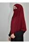 Souffle Ready Tied Large Scarf Suitable for Hijap Hajj Umrah Sandy Fabric Claret Red - 3