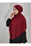 Souffle Ready Tied Large Scarf Suitable for Hijap Hajj Umrah Sandy Fabric Claret Red - 5
