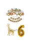 6 Year Old Safari Themed Balloon Chain Set (Giraffe Foil Balloon - Happy Text - Number Foil)