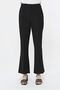Women's Black Elastic Waist Flared Leg Trousers with Stitching Detail on the Front - 3
