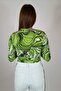 Green Crew Neck Gathered Blouse - 5