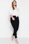 Siyah Yüksek Bel Dar Paça Esnek/Stretch Büyük Beden Skinny Jeans TBBAW23CJ00059 - 8