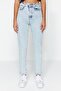 Açık Mavi Yüksek Bel Mom %100 Pamuk Non-Stretch Jeans TWOSS23JE00085 - 9