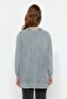 Gray Washed Oversize Knitted Sweatshirt with Side Slit Detail Tctss23Tw00062 - 12