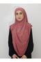 Souffle Ready Tied Large Scarf Suitable for Hijap Hajj Umrah Sandy Fabric Dried Rose - 5
