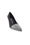 Woman's pointed toe silver stone embellished evening shoes black scuba 1643286 - 2