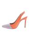 Woman's pointed toe silver stone ankle strap evening shoe orange scuba 1673286 - 3
