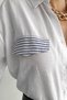 Women's White Pocket Flap Striped Single Pocket Oversize Wide Cut Cotton Shirt (Buy 1 Size Small) - 4