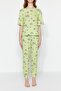 Green Eye Patterned T-shirt-Pants Knitted Pajamas Set THMSS21PT0236 - 4