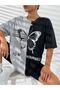 Double Color Butterfly Yourself Printed Oversize T-shirt - 4