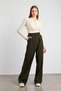 Khaki Stash Fabric Pleated Palazzo Trousers