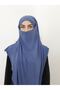 Souffle Ready Tied Large Scarf Suitable for Hijap Hajj Umrah Sandy Fabric Indigo - 3