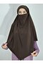 Souffle Ready Tied Large Scarf Suitable for Hijap Hajj Umrah Sandy Fabric Brown - 3