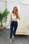 Tina Dark Blue Colorfast Women's Lycra High Waist Non-fading Gathering Effect Skinny Leg Jeans