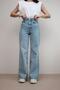 Women's Adel Blue Snow Wash Lycra Wide Leg Jean - Loose Denim Trousers - 3