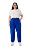 Large Size Linen Indigo Trousers with Pleated Front Pockets and Ornamental Plackets - 2