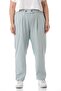 Large Size Linen Water Green Trousers with Pleated Front Pockets and Ornamental Plackets