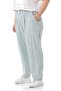 Large Size Linen Water Green Trousers with Pleated Front Pockets and Ornamental Plackets - 5