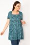 Women's Large Size Green Collar Gipe Rubber and Pocket Detailed Tunic 65n32938 - 2