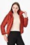 Women's Tile High Collar Zipper Detailed Winter Velvet Coat with Pockets Nb7154 - 2