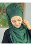 Topkapı Ruby Green Glittered Cross Draped Ready Shawl - 5