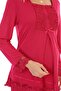 Cherry Breastfeeding Featured Maternity Pajamas Set with Dressing Gown 3044 - 4
